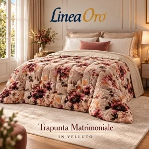 TRAPUNTA MATRIMONIALE INVERNALE IN VELLUTO LINEA ORO
