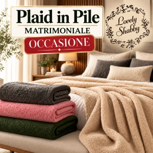 OCCASIONE DI FINE SERIE Plaid in Pile bordo punta cavallo matrimoniale