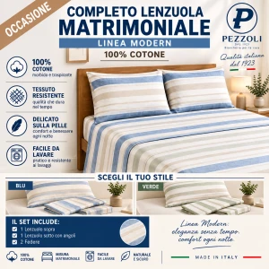 Completo lenzuola matrimoniale 100 %cotone linea Modern OCCASIONE