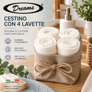 Cestino 4 lavette spugna Dreams