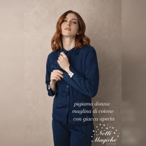 FINE COLLEZIONE Pigiama maglina di cotone con giacca aperta 2026