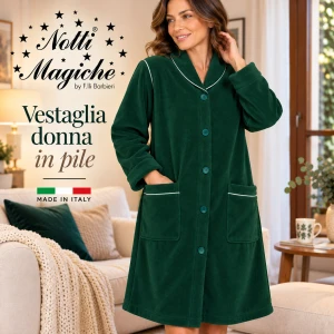 Vestaglia donna in pile con bottoni Notti Magiche