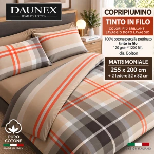 Copripiumino matrimoniale tinto in filo Daunex