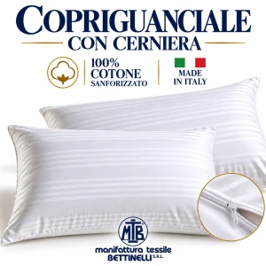 Copriguanciale con cerniera cotone sanforizzato made in Italy