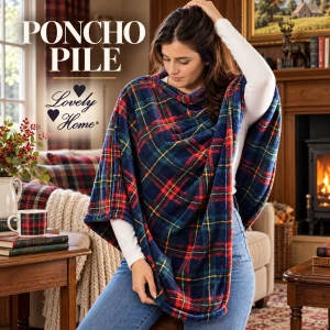 PONCHO PILE SCOZZESE LOVELY HOME