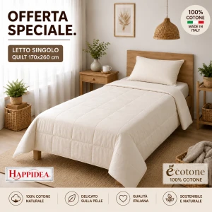 OFFERTA SPECIALE. Copriletto trapuntato singolo cotone biologico
