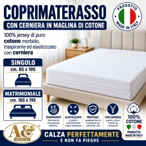 Coprimaterasso con cerniera in maglina di cotone LONDRA