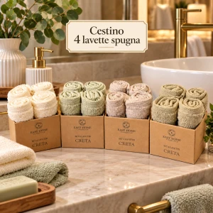 Cestino 4 lavette in spugna Easy Home