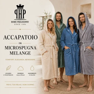 Accappatoio microspugna melange con cappuccio JOY by PHP