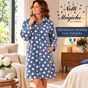 Vestaglia donna in pile soft touch con cerniera NOTTI MAGICHE