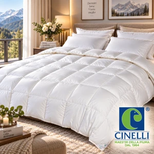 Piumino in 100 % piumino d'oca siberiano Cinelli 3 stelle di calore solo matrimoniale