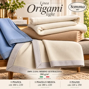 Coperta LEGGERA in lambswool di Merino australiano Origami light