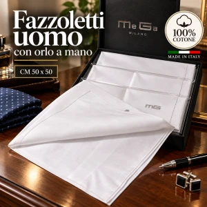 Fazzoletti uomo 100 % cotone con orlo a mano