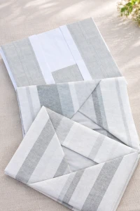 Completo lenzuola matrimoniale in puro cotone Made in Italy con bordo in lino