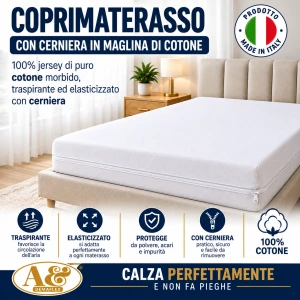 Coprimaterasso con cerniera in maglina di cotone LONDRA