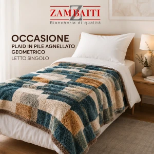 OCCASIONE DI FINE SERIE Plaid in Pile agnellato geometrico letto singolo