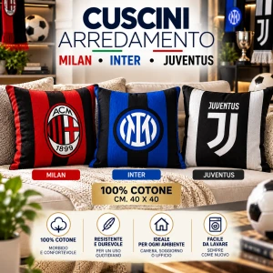 Cuscino arredamento Milan - Inter - Juventus cm. 40 x 40