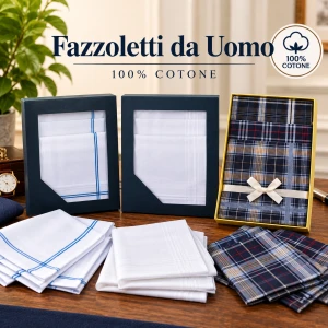 Fazzoletti uomo 100 % cotone con orlo a macchina