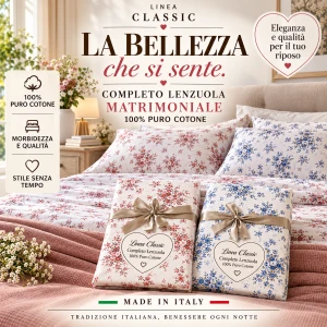 Completo lenzuola matrimoniale in cotone linea Classic OCCASIONE