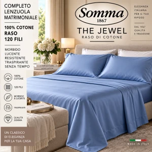 Completo lenzuola RASO di cotone 120 fili SOMMA