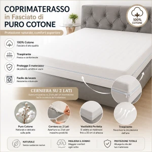Coprimaterasso con cerniera lunga a L in fasciato di Cotone SANFOR