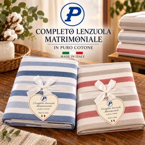 Completo lenzuola matrimoniale in puro cotone made in Italy - PREZZO SPECIALE