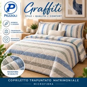 Copriletto trapuntato matrimoniale microfibra GRAFFITI Pezzoli